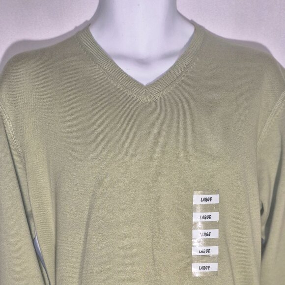 KENNETH COLE REACTION V-Neck cotton sweater, green in size Large NWT - Picture 4 of 16